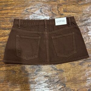 Parke Brown Denim Mini Skirt